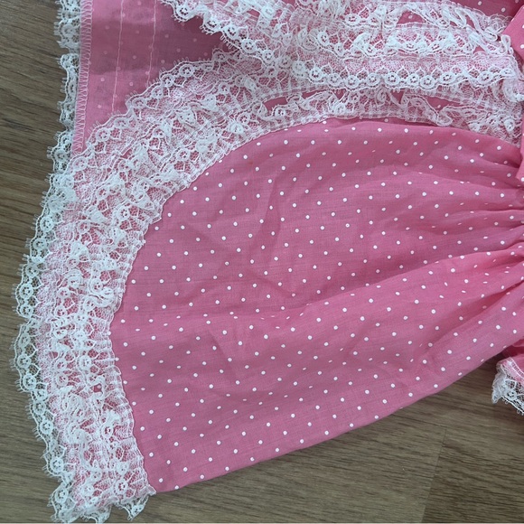 VTG 80s WINNIE THE POOH FLORAL‎ EYELET SEARS PRARIE BIB DRESS 12m 26-31lbs USA - Picture 6 of 16